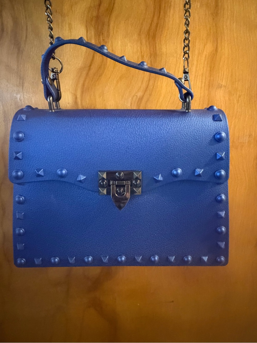 Studded Top Handle Crossbody Bag in Royal Blue